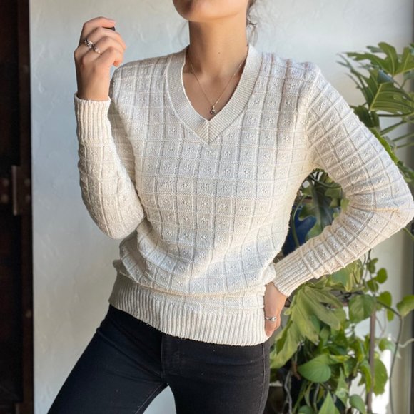 Vintage Sweaters - 🏷 Sold | Spire White Knit Sweater